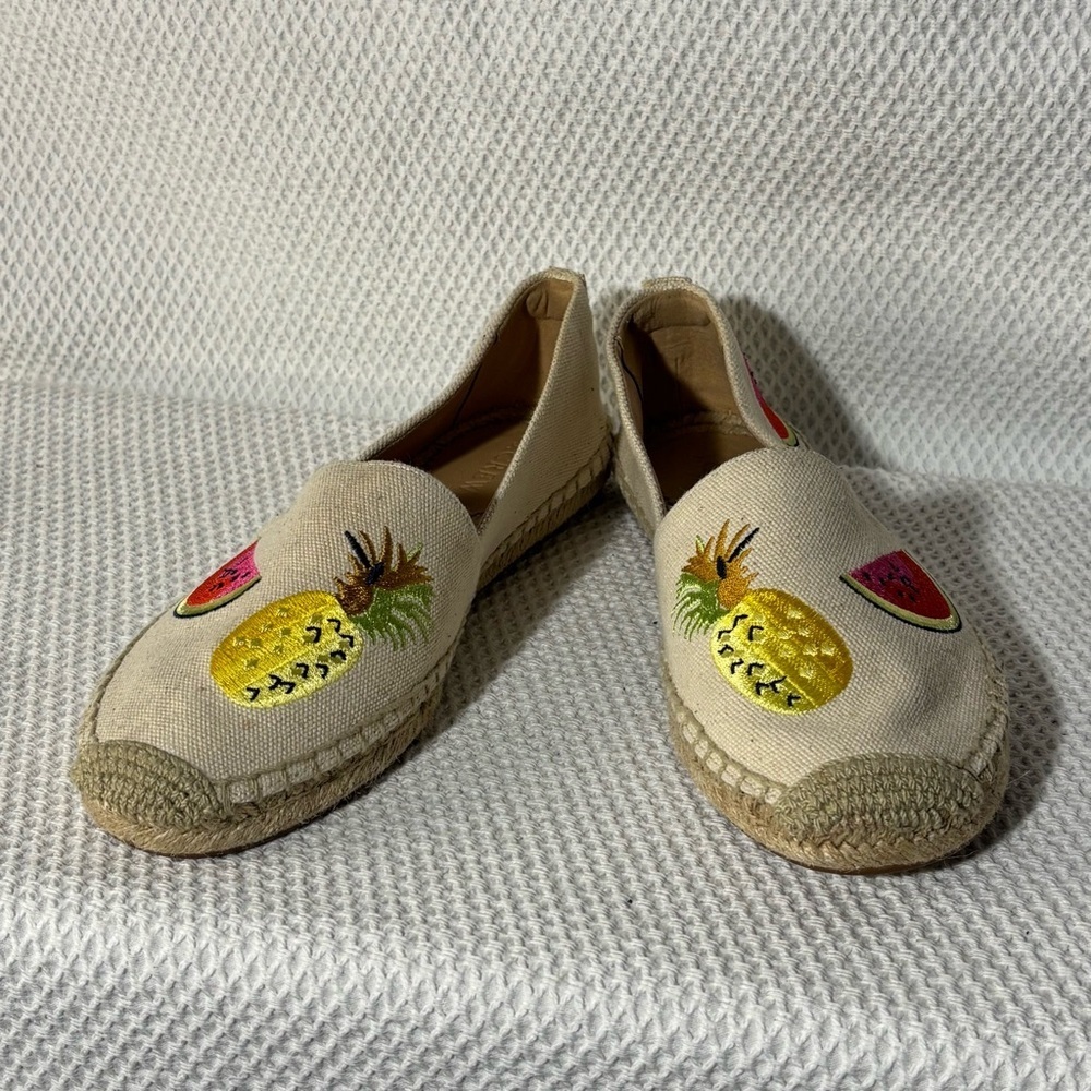 J. Crew Sz 8 Fruit Salad Canvas Espadrilles with Fruit Embroidery